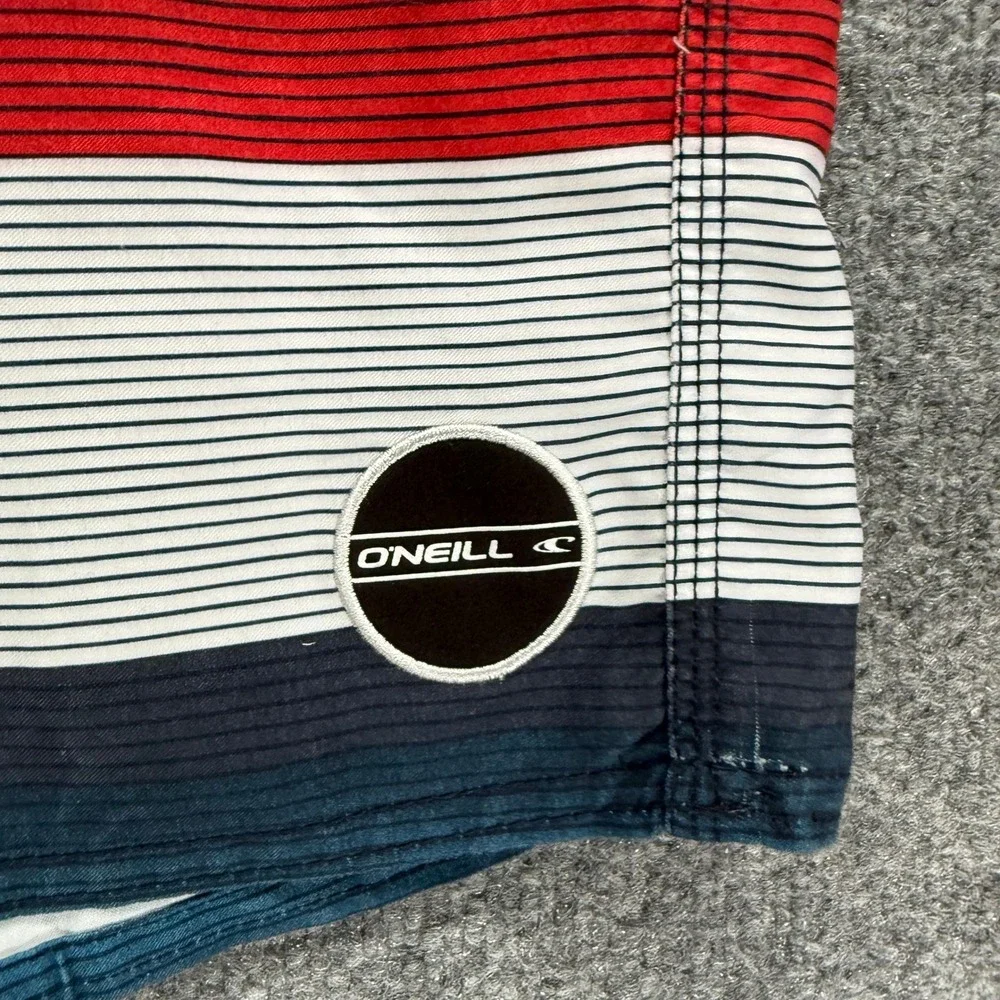 ONeill Board Shorts Mens 38 Multi Color Striped Cargo Pocket Swim Trunks Surf